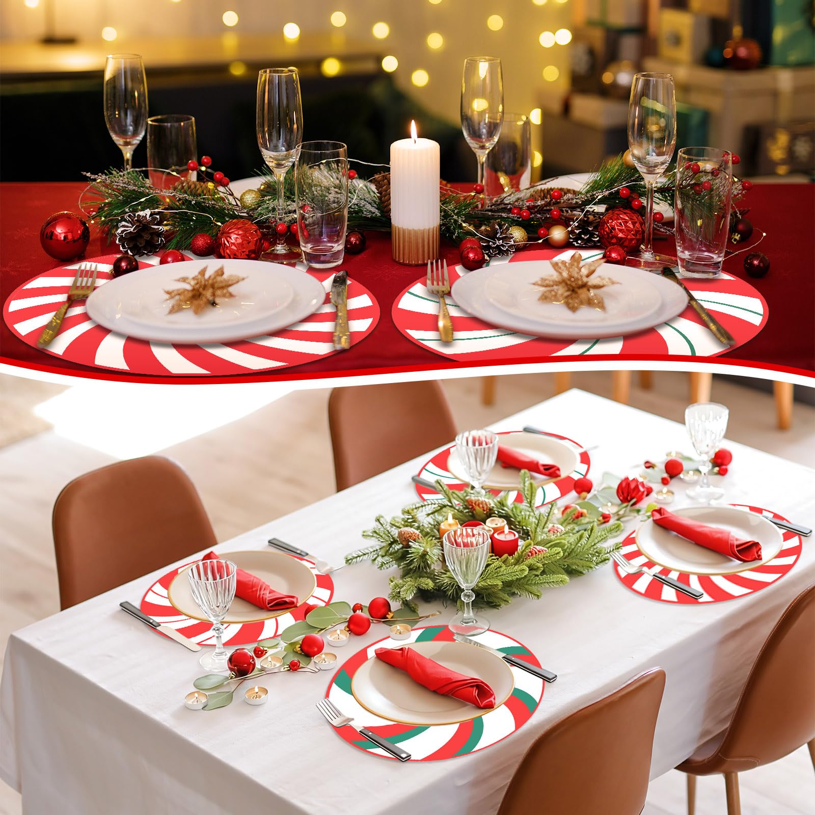Gandeer round peppermint table mat suitable under food trays or as art