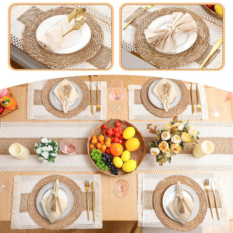 Gandeer long table runner enhances table length with boho flair