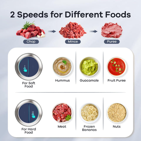 GANIZA two-speed control allows texture customization for ingredients