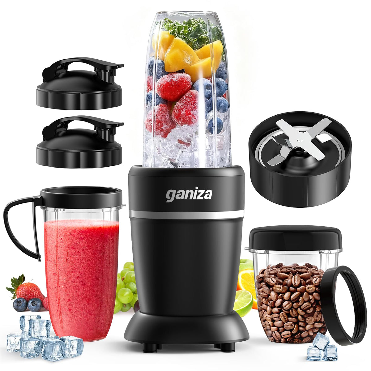 Ganiza blender 1300W motor base powering quick smoothies