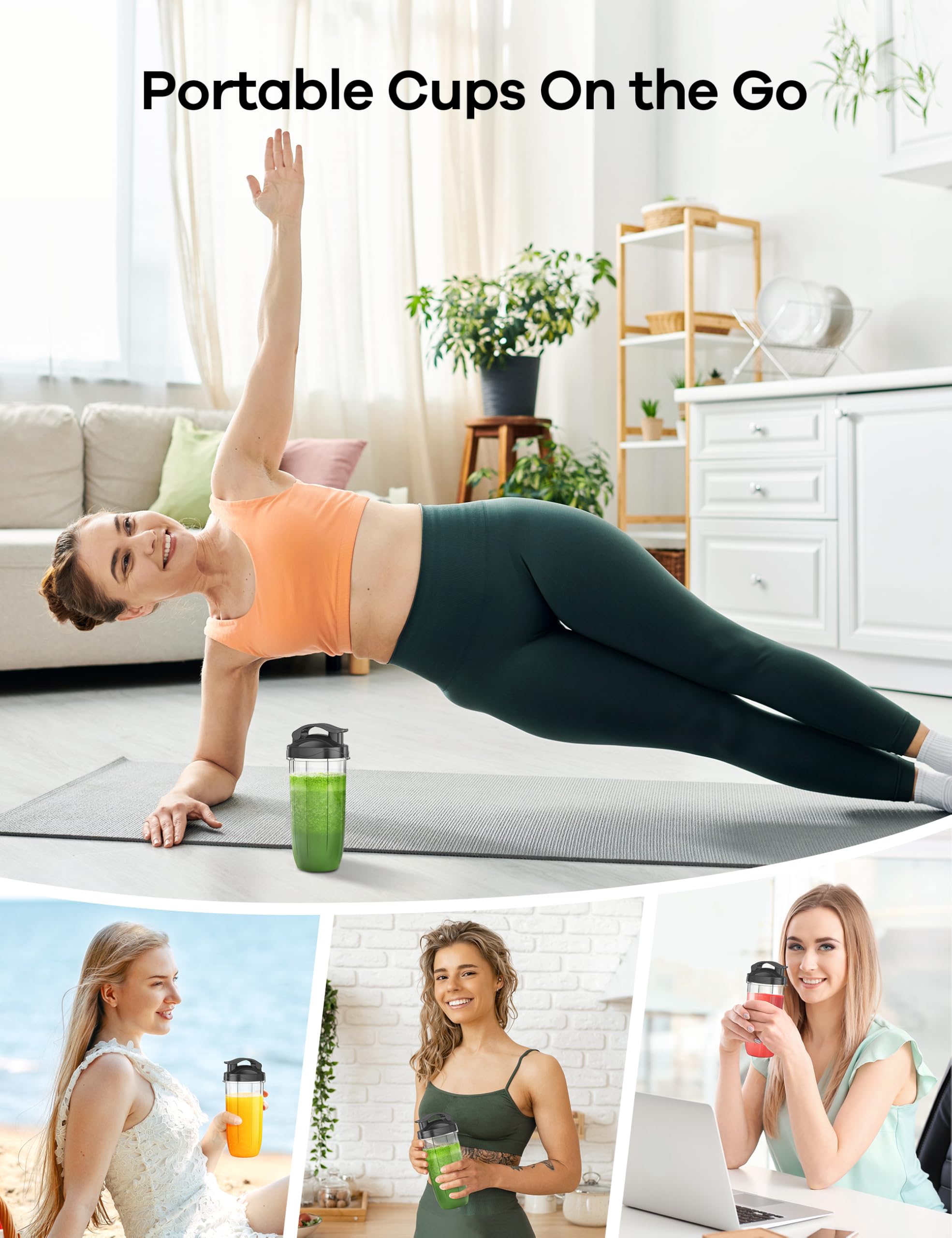 Ganiza blender to-go lids keep drinks secure while commuting.