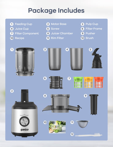Ganiza BPA-free juicer components are easy to clean.