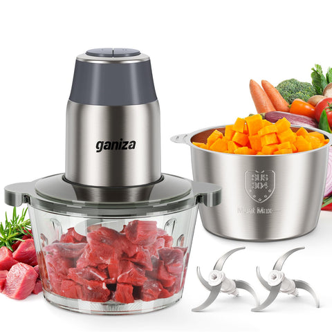Ganiza food processor with bowls setup for versatile chopping and efficient meal prep.