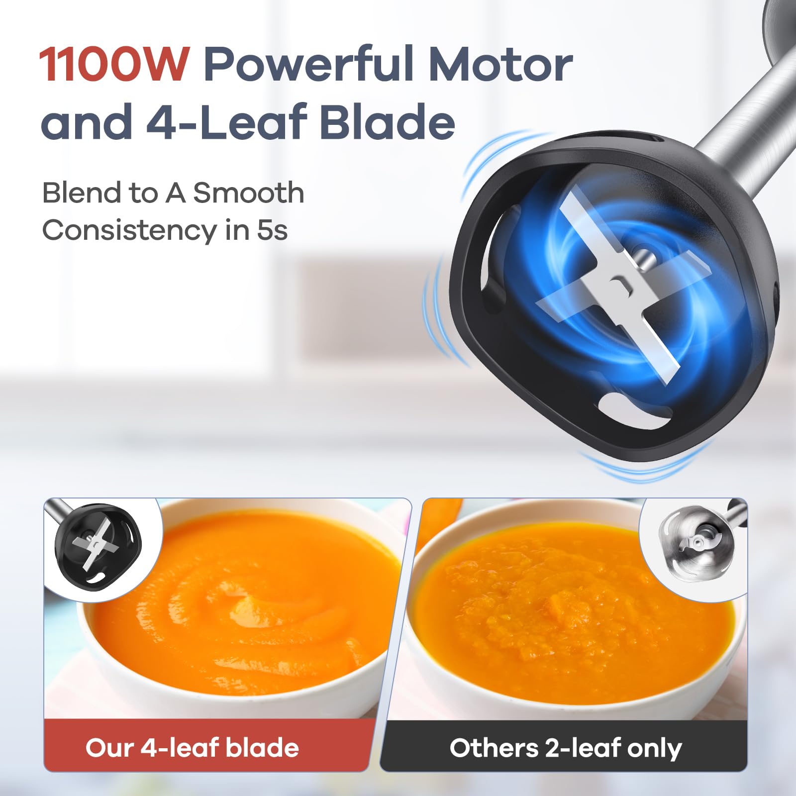 Ganiza whisk and frother attachments expand versatility for batters and foams.