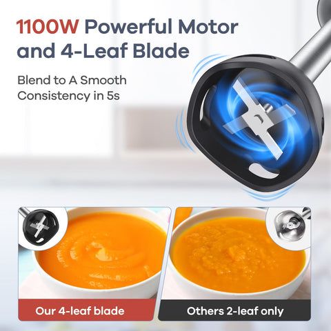 Ganiza whisk and frother attachments expand versatility for batters and foams.