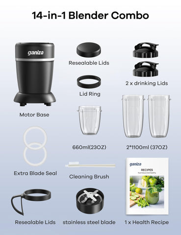 Ganiza recipe card included to jumpstart your blends