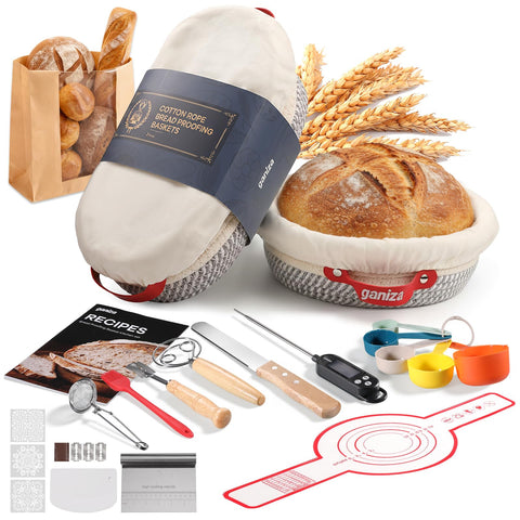 Ganiza round banneton 9-inch with liner for even proofing and easy handling.