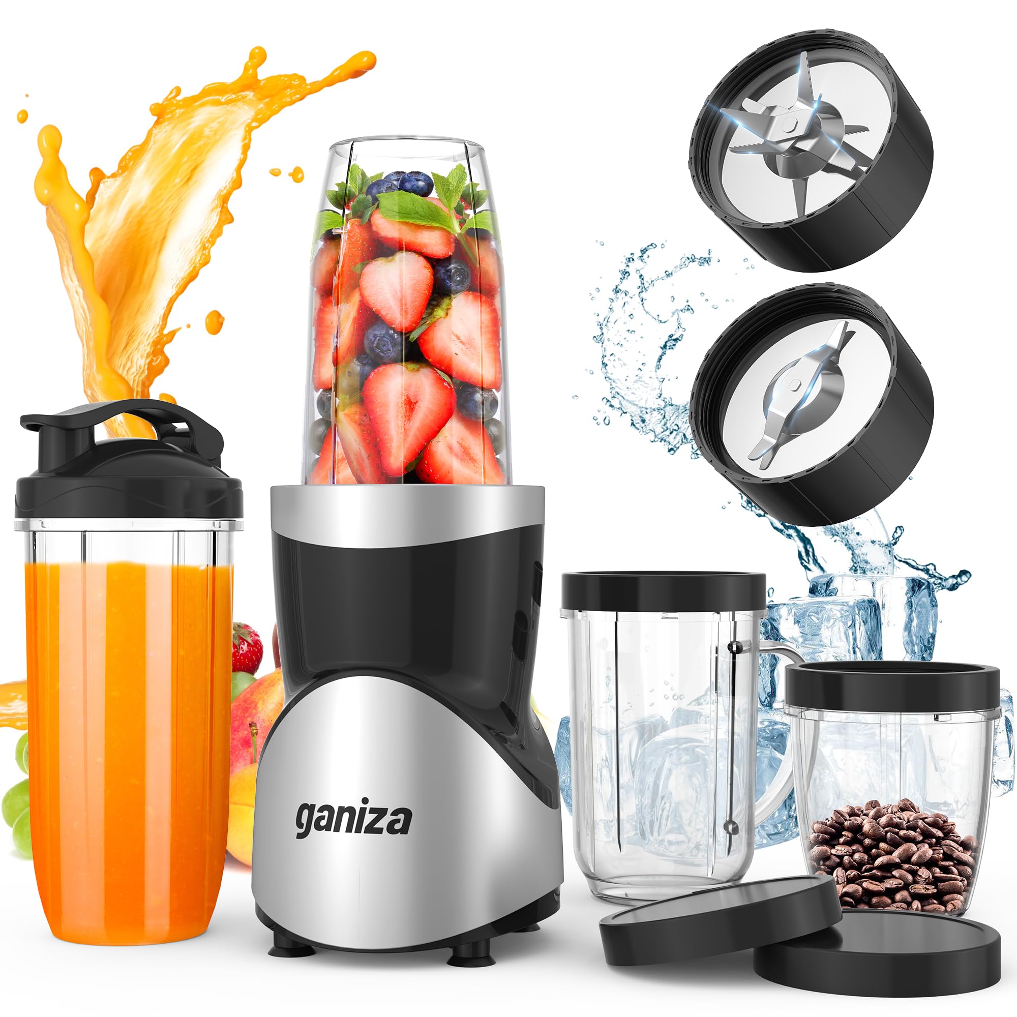 Ganiza Smoothie Blender base with 900W motor ready for fast blending and even textures.