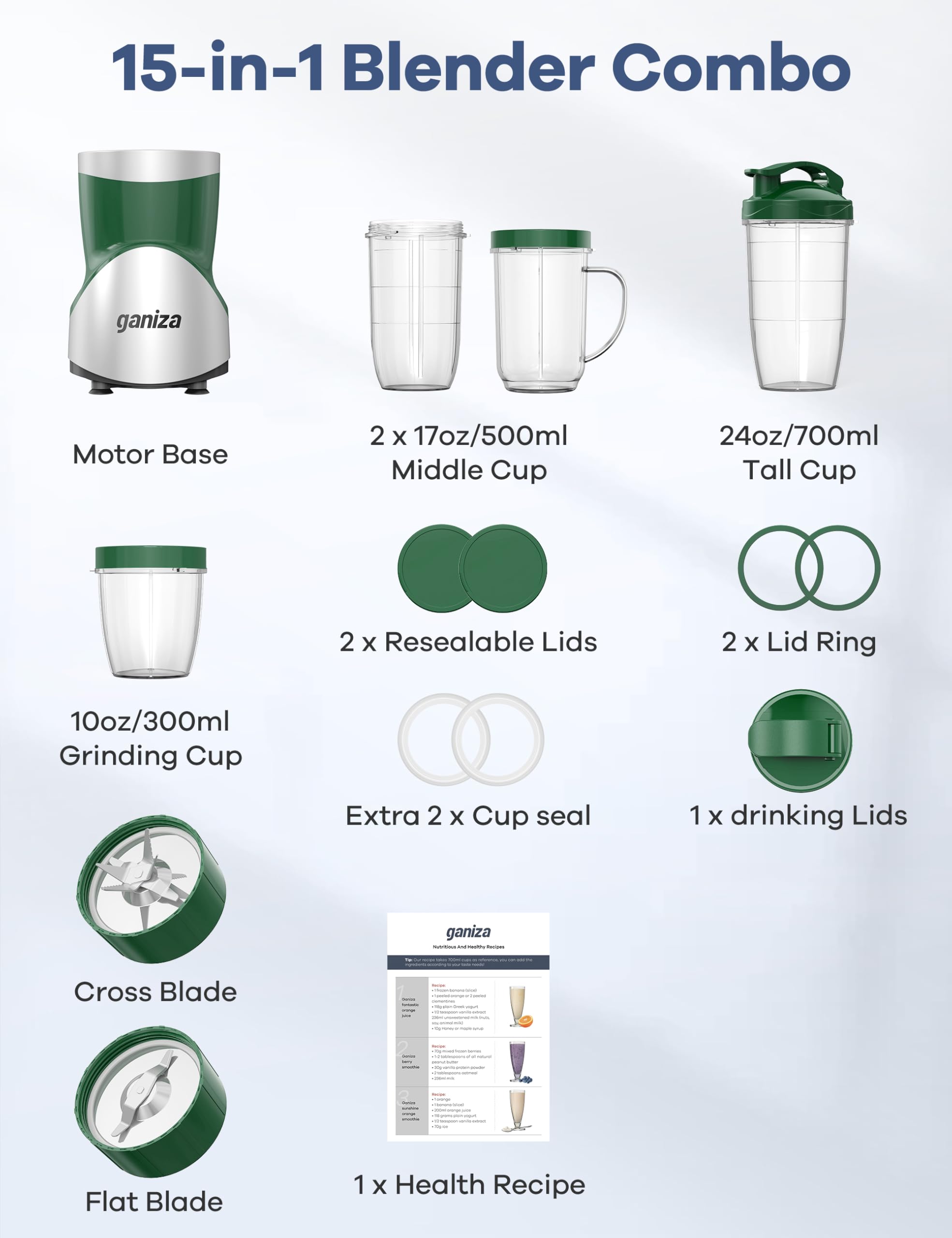 Ganiza easy-clean design with dishwasher-safe parts.