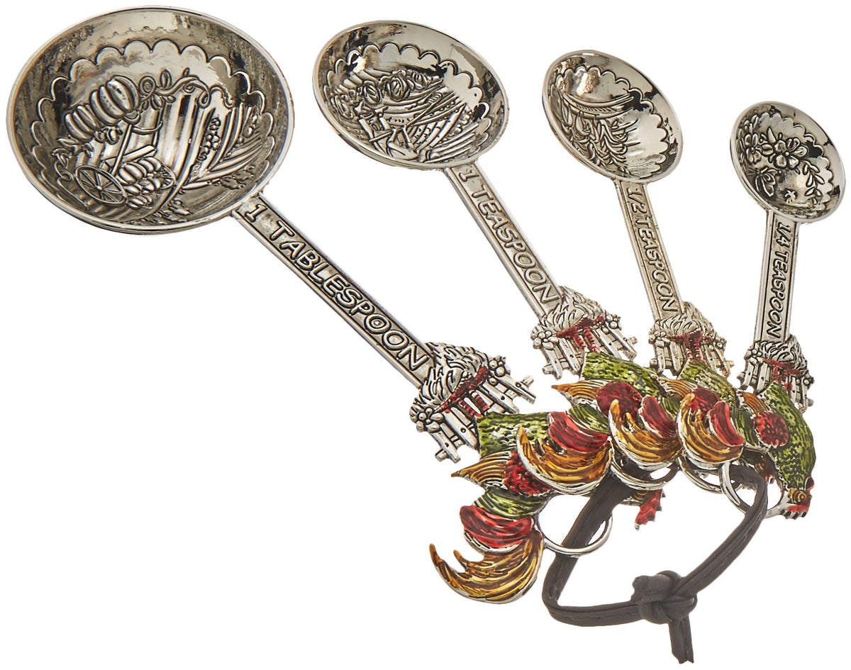 Ganz ER32712 Rooster measuring spoons with colorful rooster motif for precise kitchen measurements