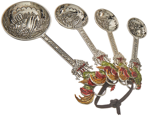 Ganz ER32712 Rooster measuring spoons with colorful rooster motif for precise kitchen measurements