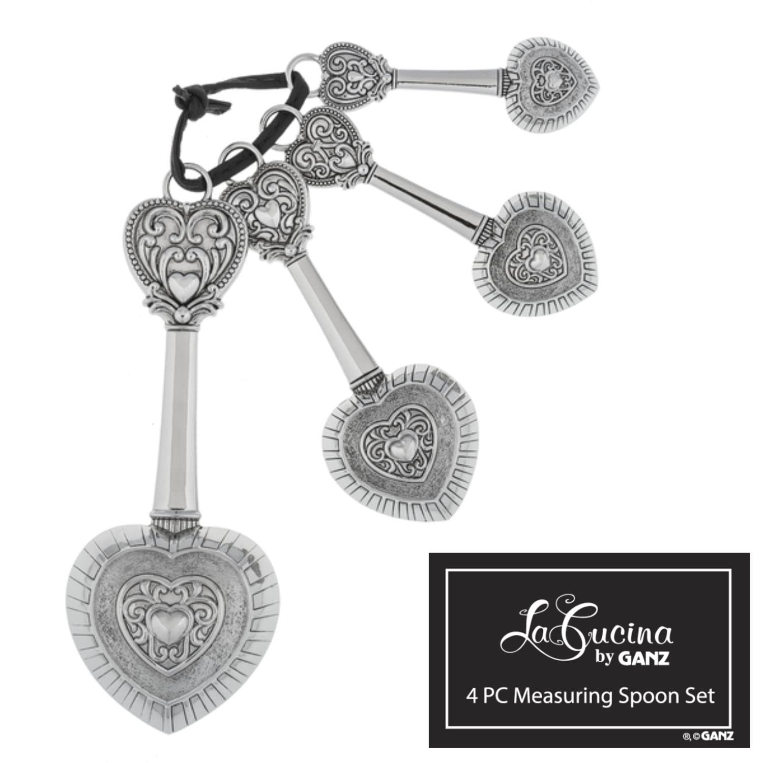 Ganz ER48885 heart-design handle side detail, elegant decorative cooking spoons.