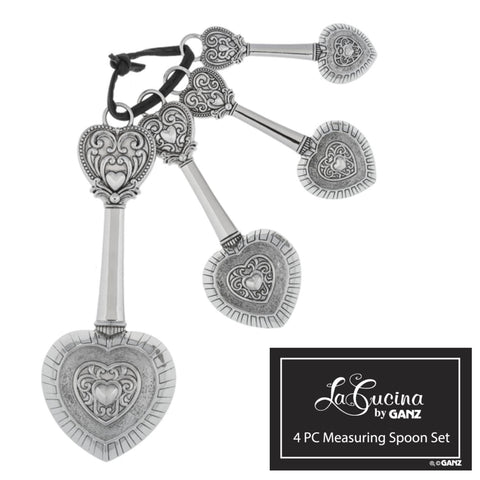 Ganz ER48885 heart-design handle side detail, elegant decorative cooking spoons.
