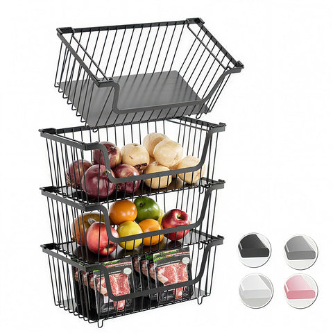 GAOKASE 4-pack stackable pantry baskets displaying organized ingredients