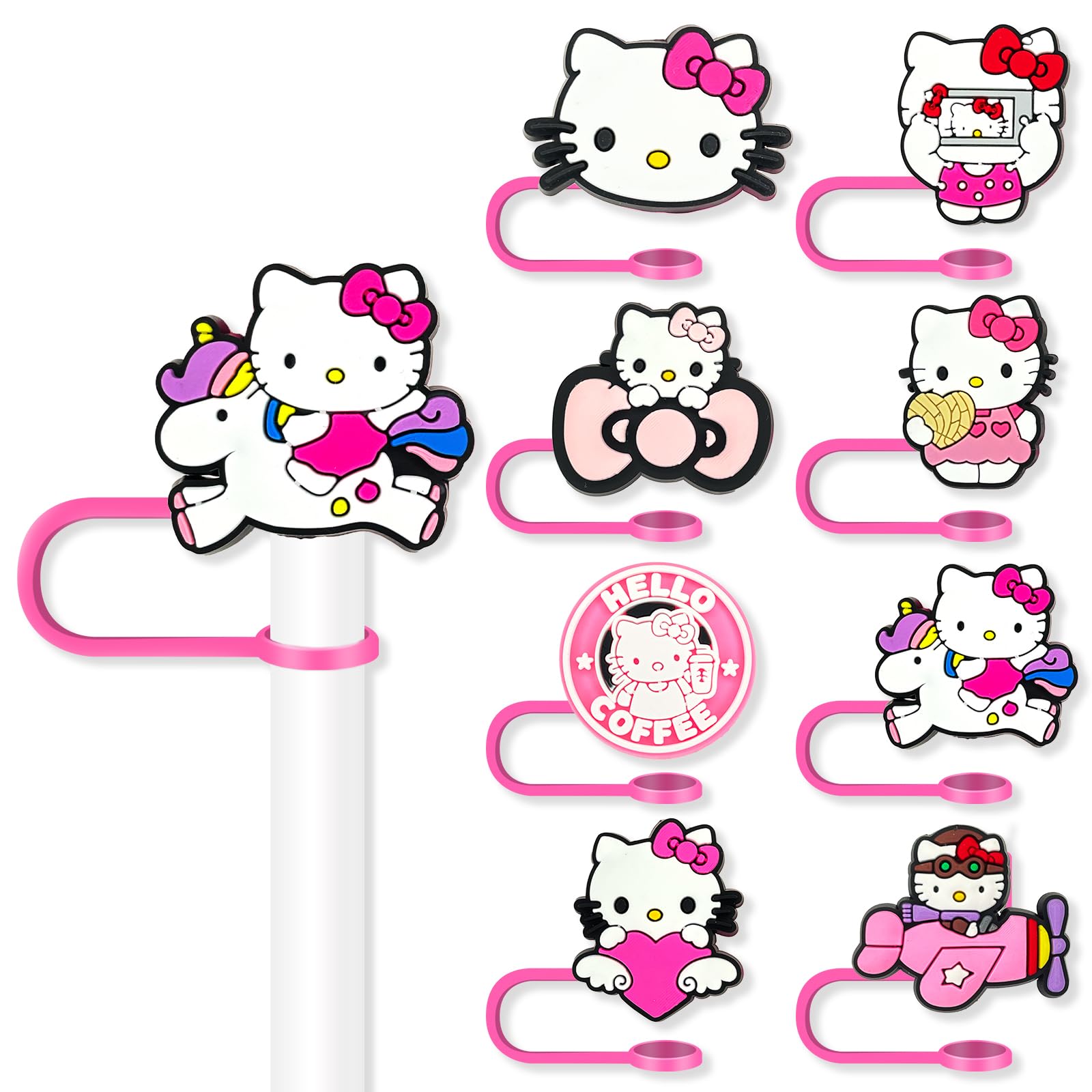 Garetheora cartoon straw covers cap set on 10mm tumblers, quick decorating for drinks