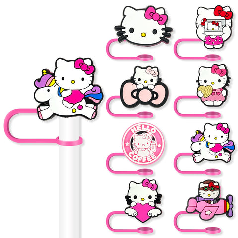 Garetheora cartoon straw covers cap set on 10mm tumblers, quick decorating for drinks