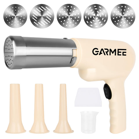 GARMEE Electric Pasta Maker front view shows cordless design for easy countertop use
