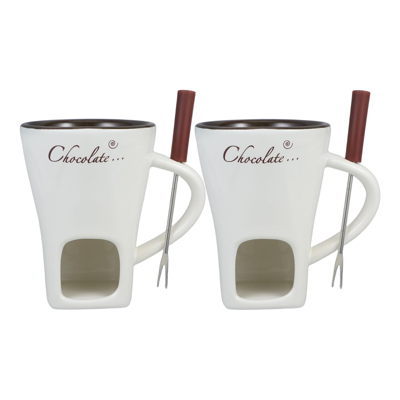 Garneck ceramic chocolate fondue mug set with smooth glaze for easy cleaning