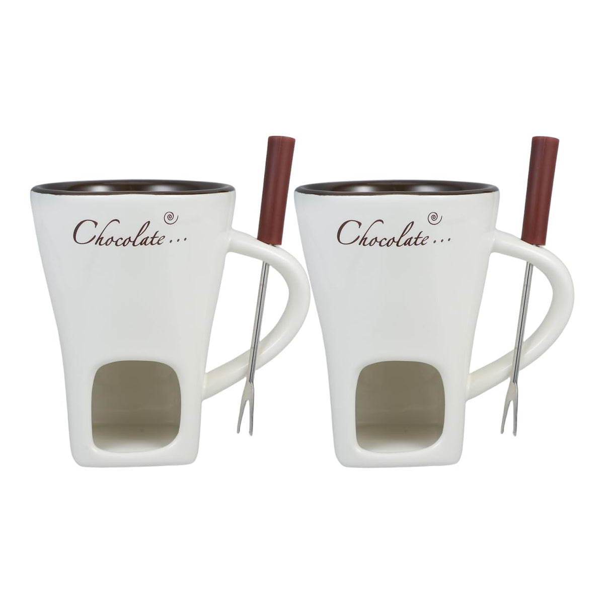 Garneck ceramic chocolate fondue mug set with smooth glaze for easy cleaning