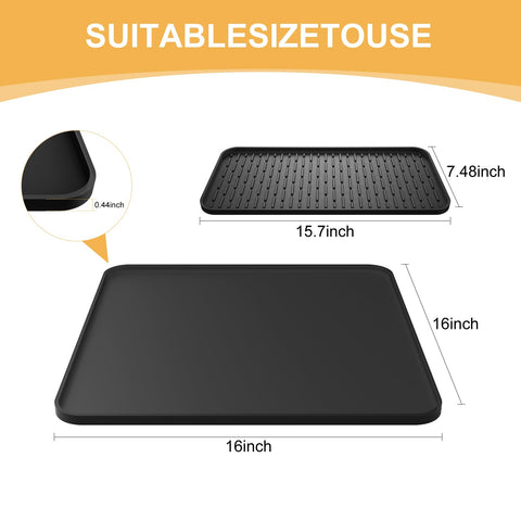 Garolue coffee mat raised edge contains drips to maintain a clean workspace.