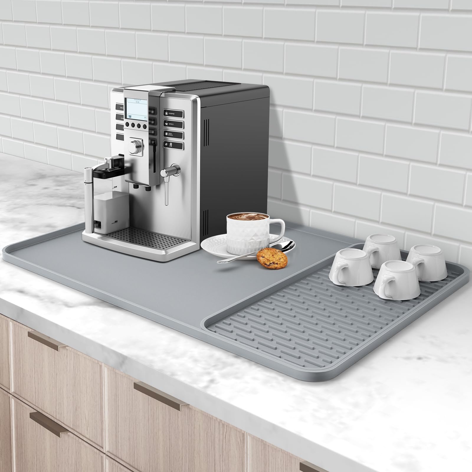Garolue silicone coffee mat main surface supports the coffee maker while protecting countertops