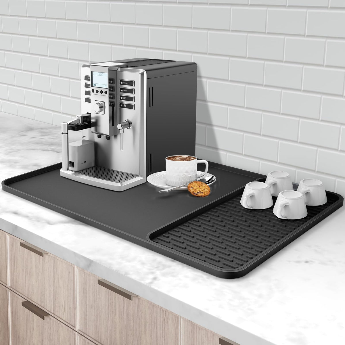 Garolue silicone coffee mat main surface protects countertop and supports coffee maker use