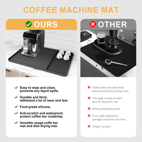 Garolue vibration-absorbing mat reduces noise from the coffee machine