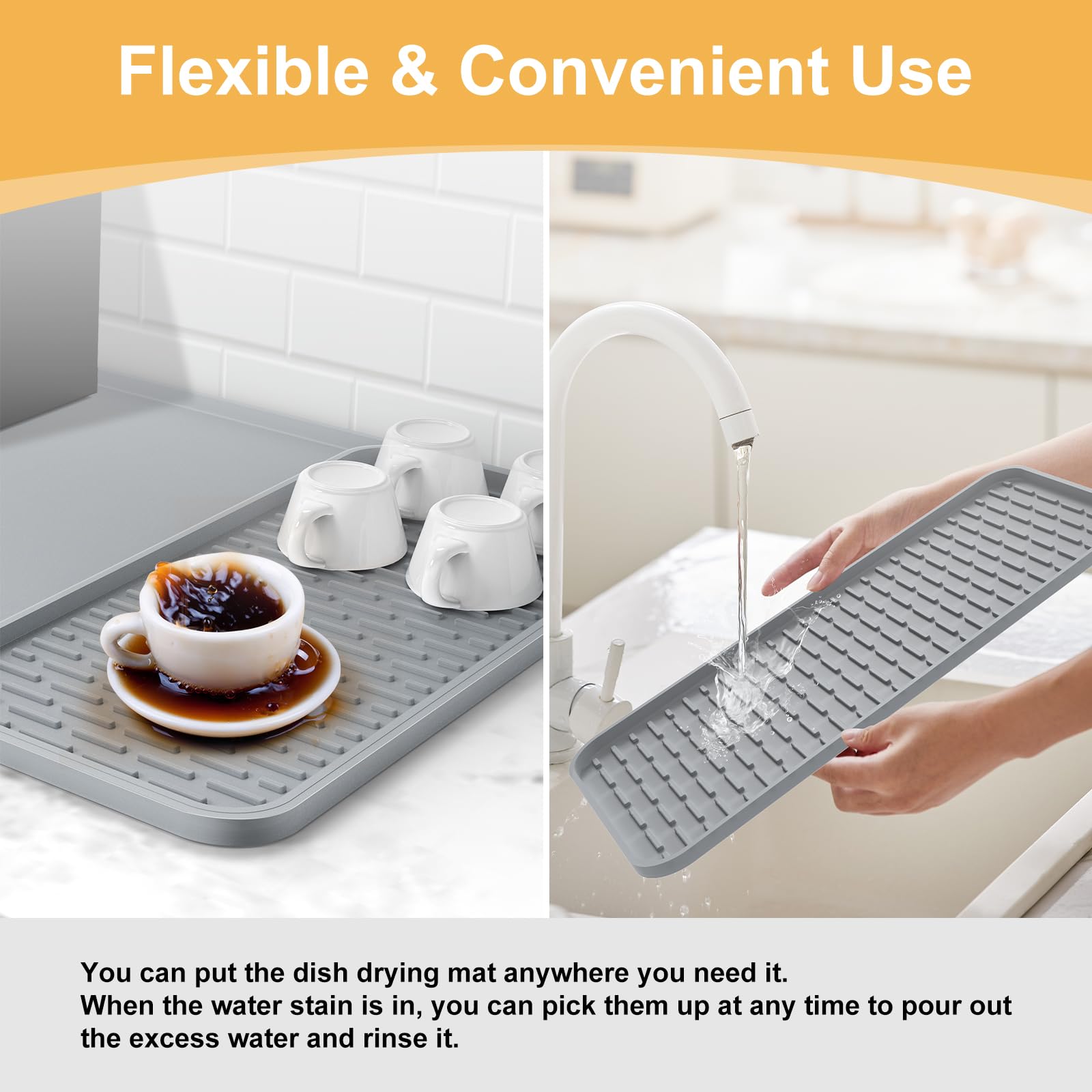 Garolue raised-edge spill protection keeps countertops clean