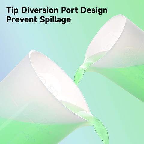Gartful silicone cups featuring angled diversion port to reduce spills