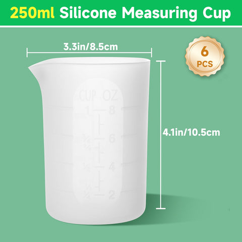 Gartful 250ml silicone measuring cups with pour spout for clean, precise resin pouring