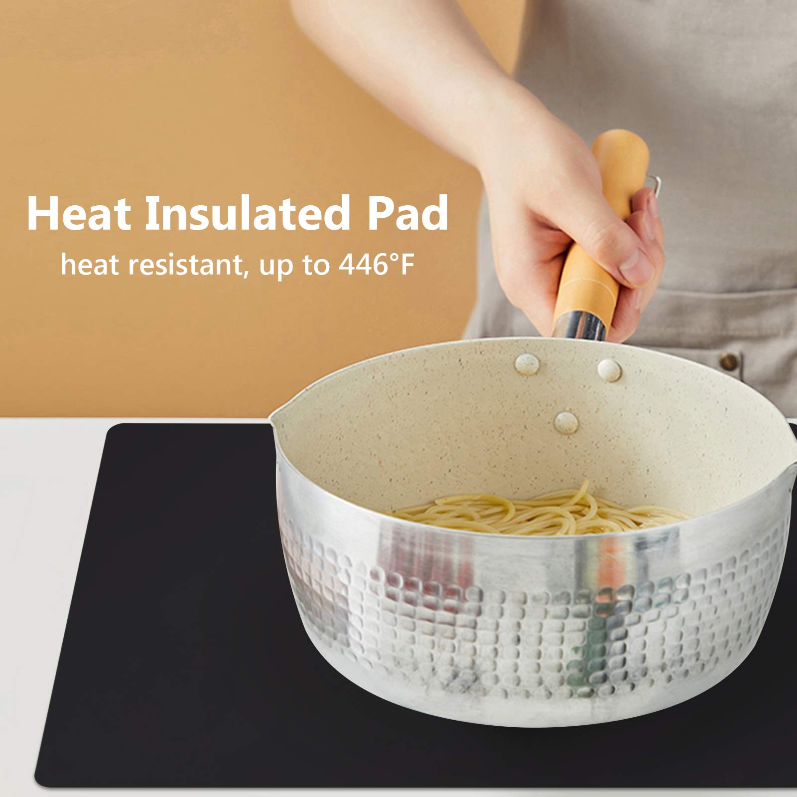 Gartful dish mat and heat-insulated pad for spills and heat.