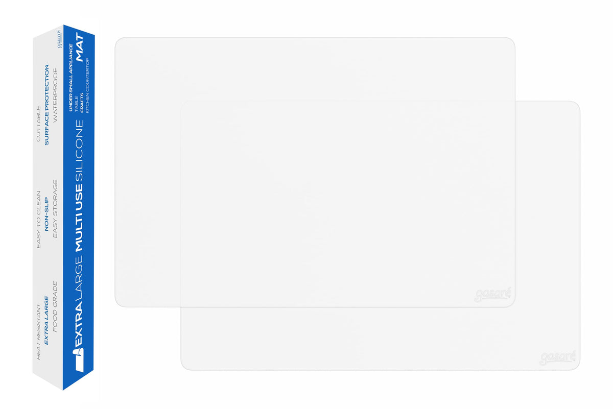 Gasare extra-large silicone mats shield countertops while accommodating large appliances and cookware.