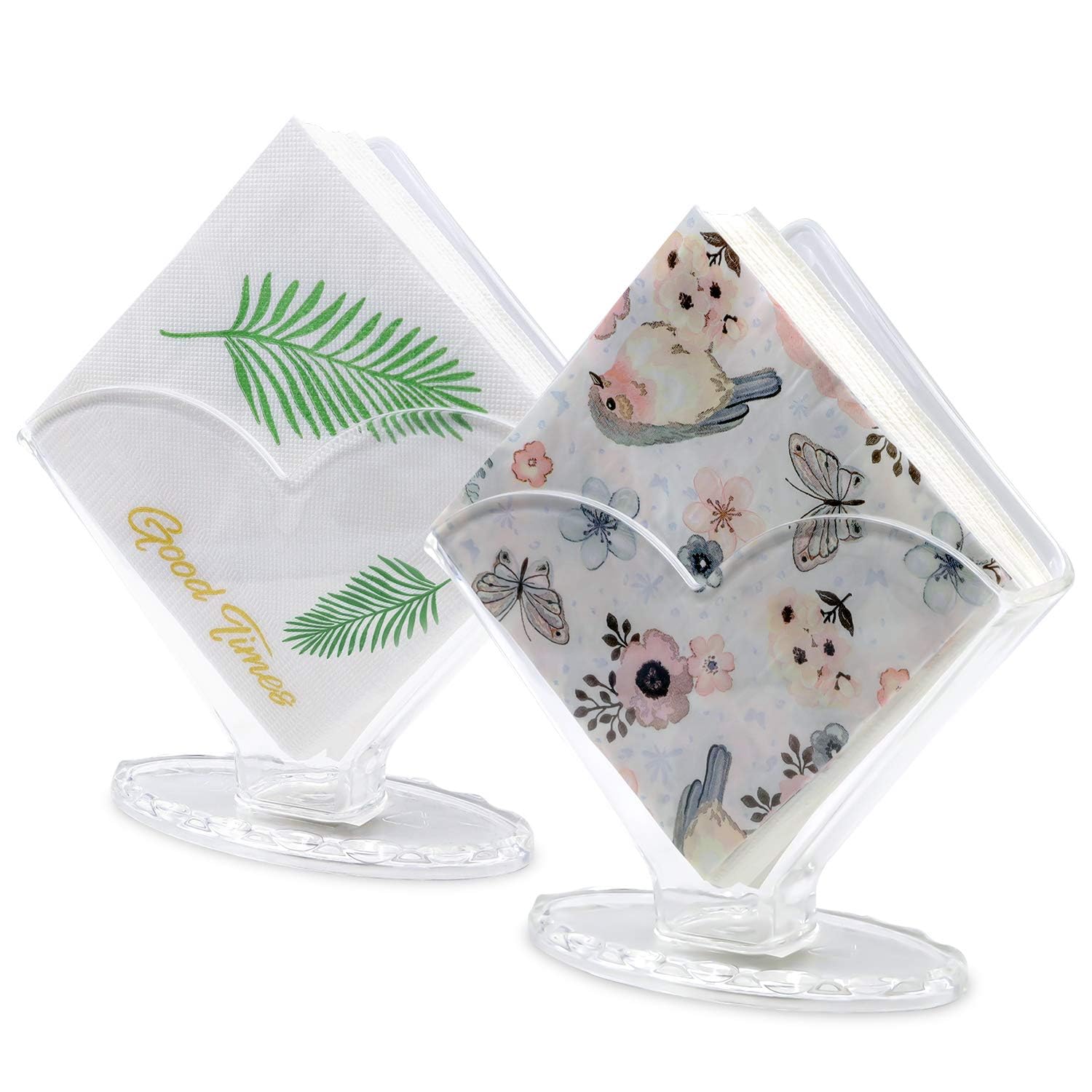Gasgimos clear 2-pack napkin holder keeps napkins organized on a table