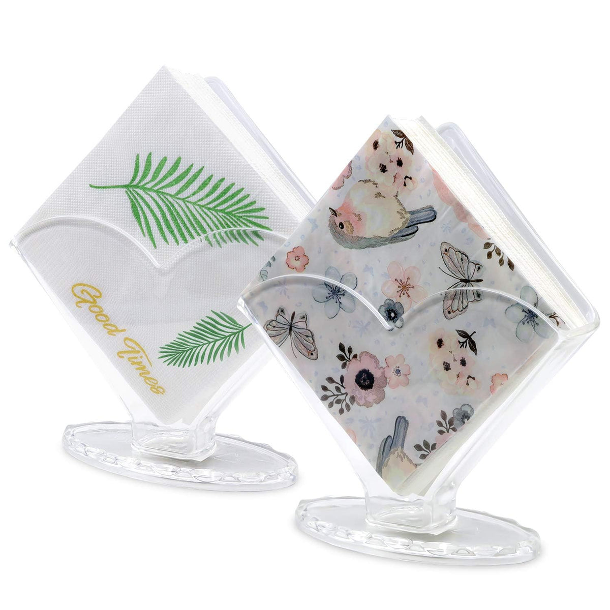 Gasgimos clear 2-pack napkin holder keeps napkins organized on a table