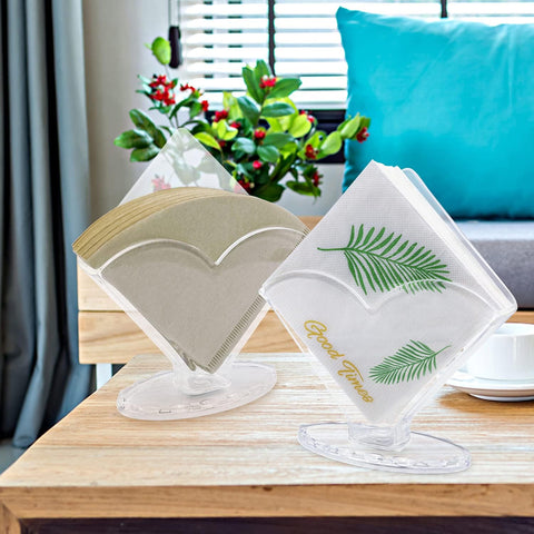 Gasgimos clear acrylic napkin holder on a tabletop for easy access