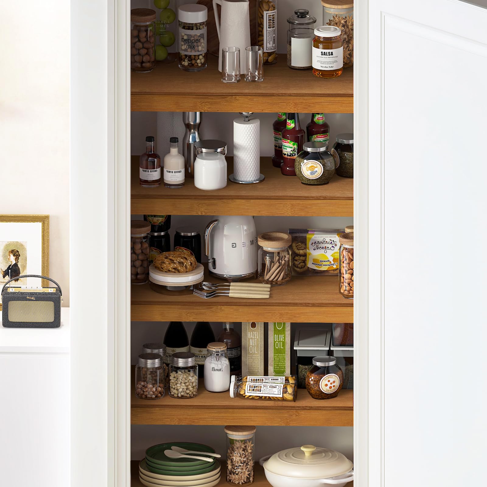 Shell Pantry Gashell Bamboo Wire Shelf Covers — 4-Pack, 30 W x 12 D, Snap-On Pantry ...
