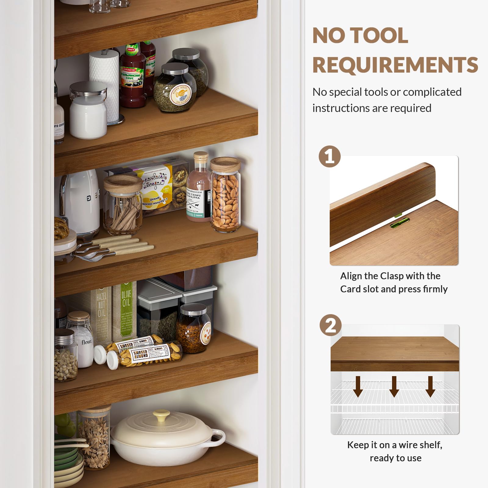 Gashell bamboo wire shelf cover shows warm wood grain