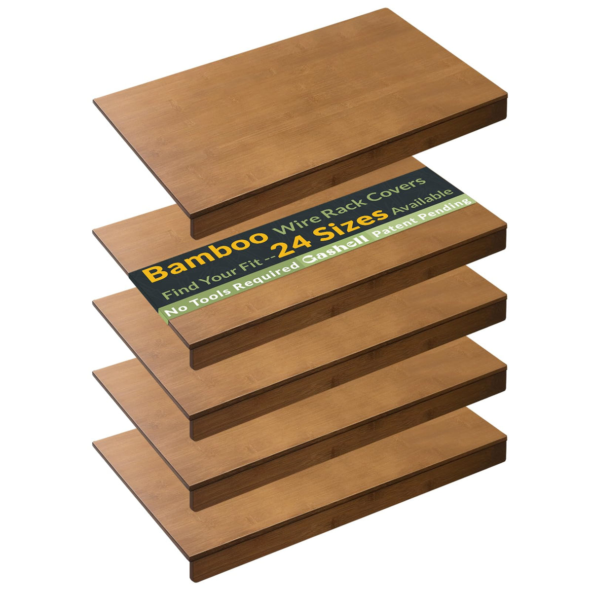 Gashell bamboo wire shelf cover packaging shows natural grain for quick pantry upgrade