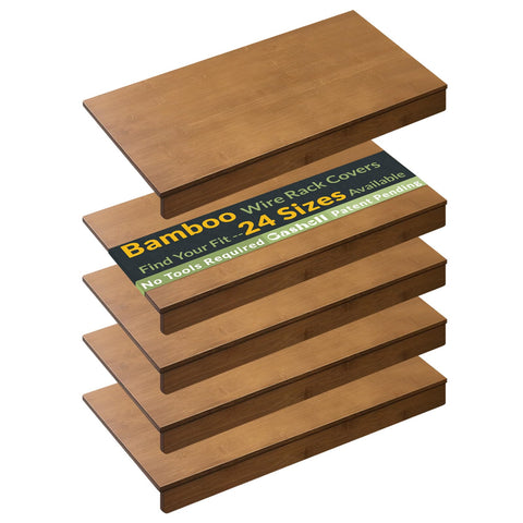 Gashell Bamboo Wire Shelf Cover on pantry shelves adds natural style and easy cleaning.