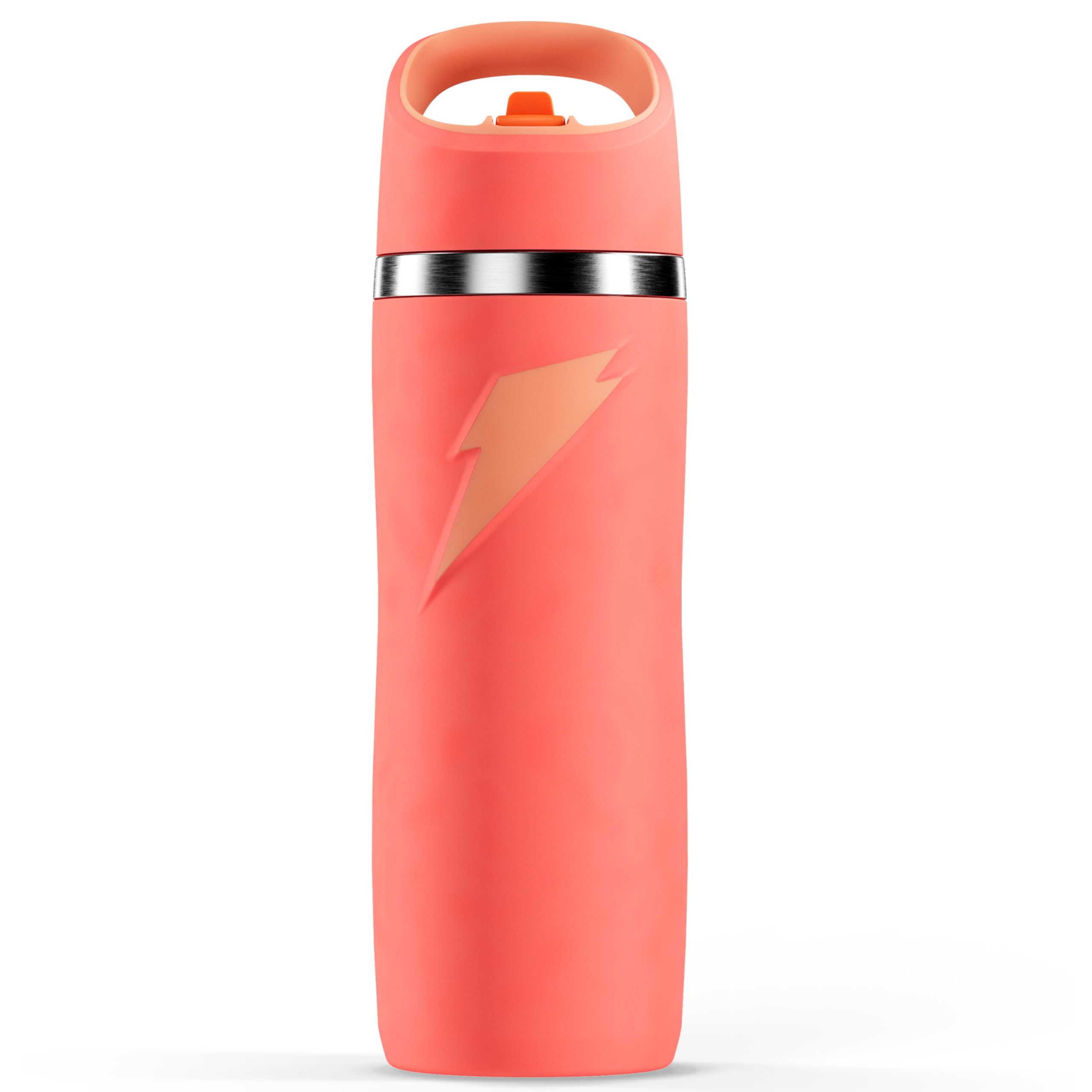 Gatorade Overtime 22oz bottle with coral straw cap for on-the-go hydration