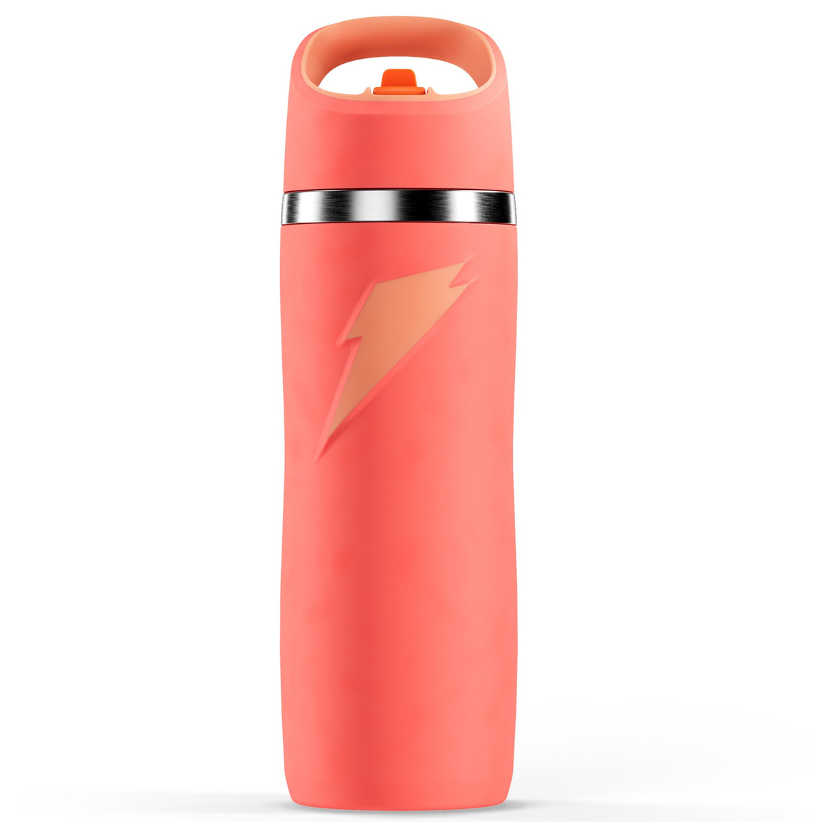 Gatorade Overtime 22oz bottle with coral straw cap for on-the-go hydration