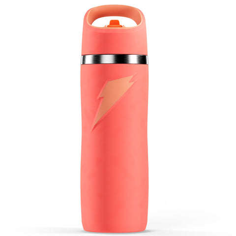 Gatorade Overtime 22oz bottle with coral straw cap for on-the-go hydration