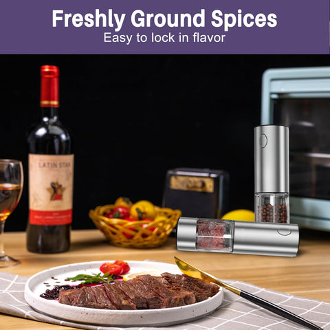 GATTLELIC grinder in use with LED illumination for accurate seasoning in low light.