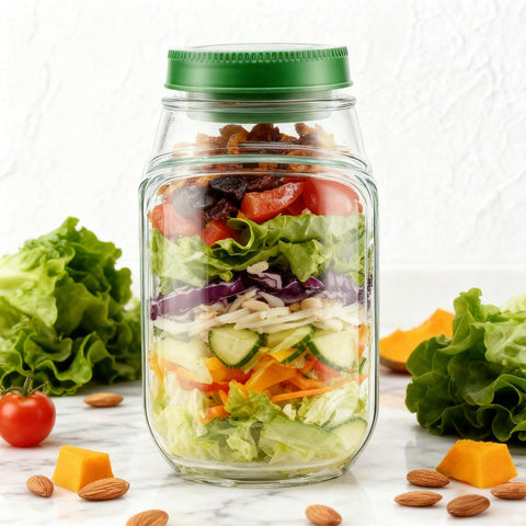 Gaulofo salad container with side opening for easy dressing access on the go.