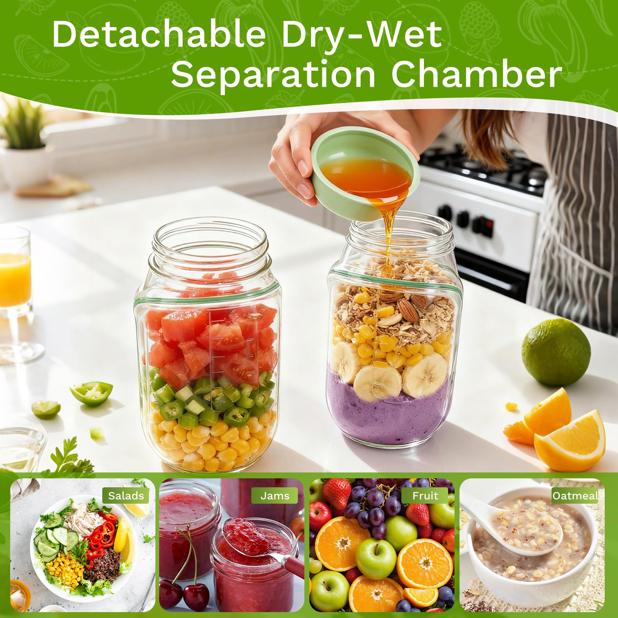 Gaulofo salad container shows vertical layering to keep greens fresh.