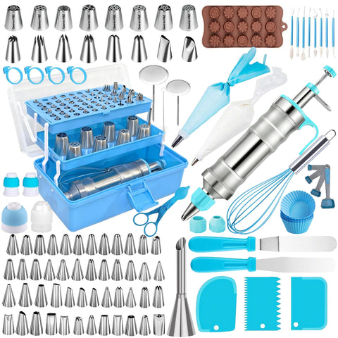 Gawren-H&E 208 PCS cake decorating kit storage box keeps tools neatly organized for easy baking