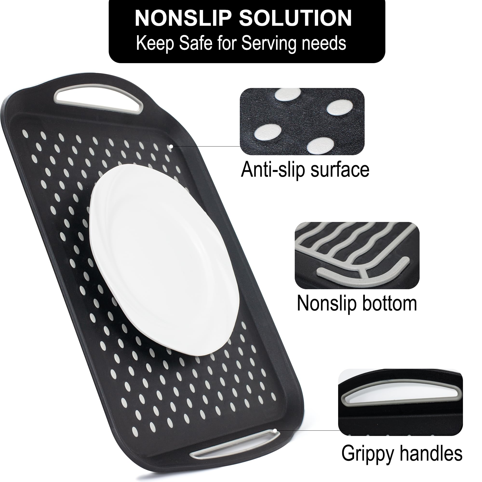 GAYIMEI tray with grippy dots surface aids safe carrying and reduces skidding