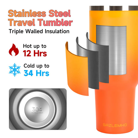 GAZLEMHO 40oz fits most car cup holders, ideal for daily commutes.