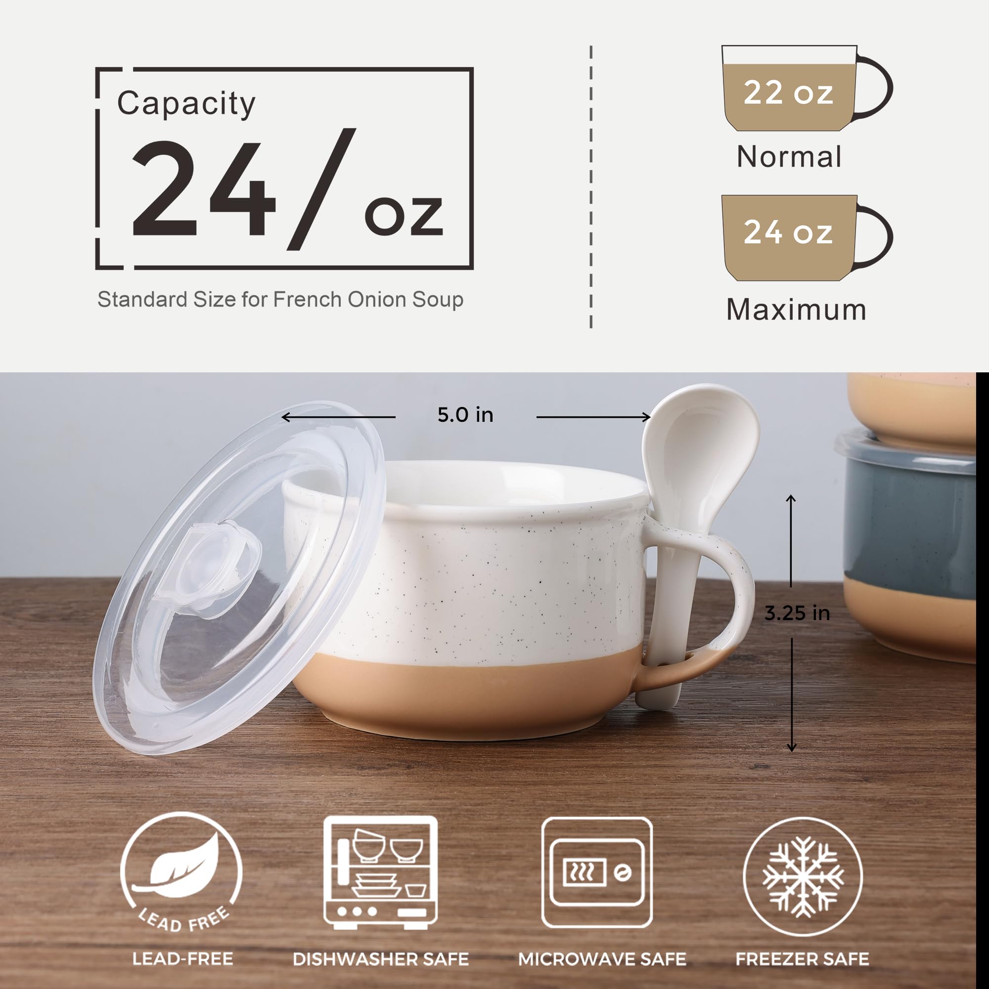 GBhome 24oz terracotta-glazed mug showcases generous portions and warm table setting