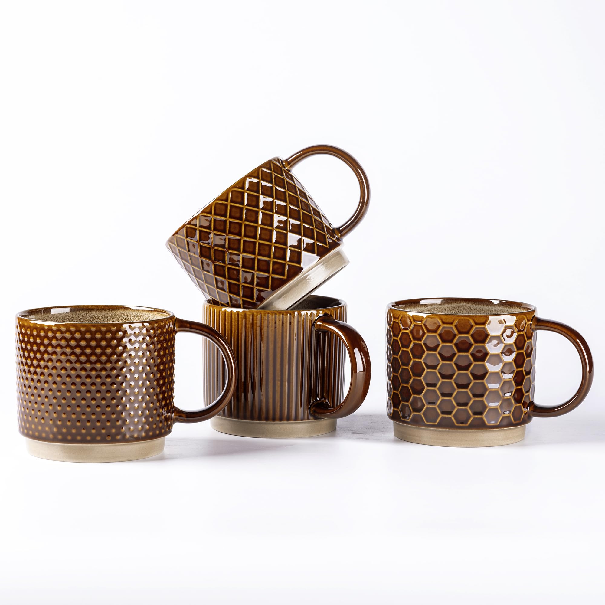 GBhome 6oz stackable mug with embossed texture for space-saving daily coffee
